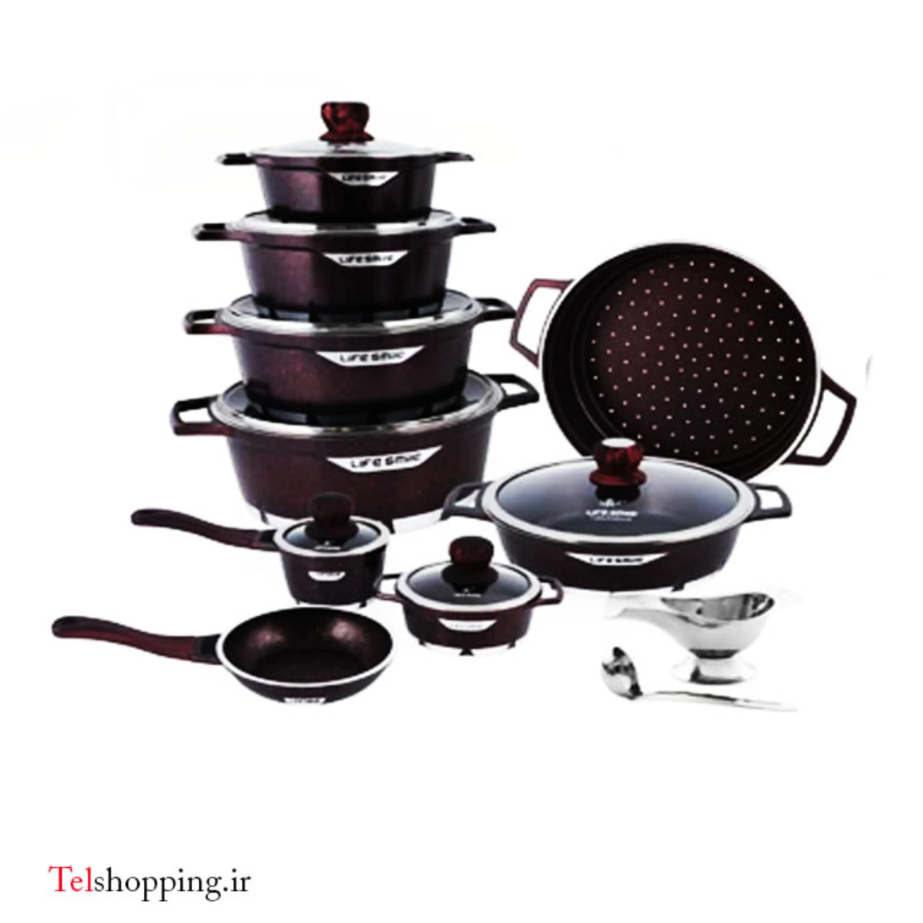 ست ظروف پخت و پز گرانیتی لایف اسمایل مدل FLCM-24SET-RED FLCM 20P